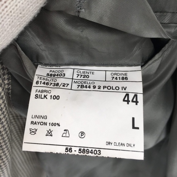 Polo Ralph Lauren Mens Blazer Tan Silk 3 Button Check Made in Italy Sz 44 Long - Picture 14 of 16